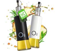 KADAX Oil Dispenser, Glass Olive Oil Bottle with Nozzle for Cooking, Kitchen Liquid Dispenser, Airtight Container for Sunflower Oil (280 ml, Set of 2)