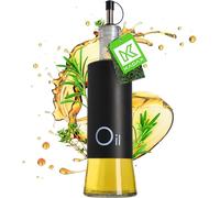 KADAX Oil Dispenser, Glass Olive Oil Bottle with Nozzle for Cooking, Kitchen Liquid Dispenser, Airtight Container for Sunflower Oil (280 ml, Black)