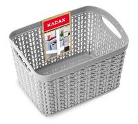 KADAX Open Storage Basket, Plastic Organiser with Handles in Multiple Colours, Rectangular Basket, Multifunctional Box, Shelf Container, Decorative Bin for around the home and office (3.3 L, Grey)