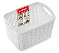 KADAX Open Storage Basket, Plastic Organiser with Handles in Multiple Colours, Rectangular Basket, Multifunctional Box, Shelf Container, Decorative Bin for around the home and office (3.3 L, White)