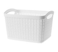 Kadax Open Storage Basket, Plastic Organiser With Handles In Multiple Colours, Rectangular Basket Multifunctional Box (White 6,6L)