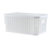 Kadax Open Storage Basket, Plastic Organiser With Handles In Multiple Colours, Rectangular Basket Multifunctional Box (White, 6L)