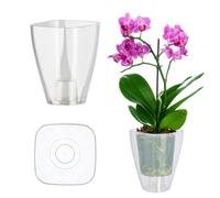 Kadax Orchid Pot, Plastic Flower Pot In Several Colours, Plant Pot In Multiple Sizes, Elegant Pot (Diameter 13 Cm, Transparent)