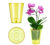 Kadax Orchid Pot, Plastic Flowerpot In Several Colours, Lightweight Plant Pot In Multiple Sizes (Transparent Yellow, 13 Cm, High)