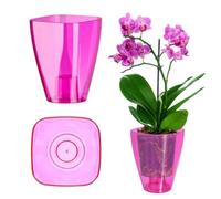 Kadax Orchid Pot, Plastic Flowerpot In Several Colours, Lightweight Plant Pot In Multiple Sizes (Transparent Pink, 9 Cm)