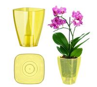 Kadax Orchid Pot, Plastic Flowerpot In Several Colours, Lightweight Plant Pot In Multiple Sizes (Transparent Yellow, 9 Cm)