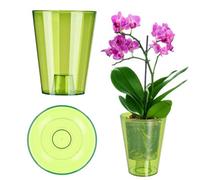Kadax Orchid Pot, Plastic Flowerpot In Several Colours, Lightweight Plant Pot In Multiple Sizes (Transparent Green, 13 Cm, High)