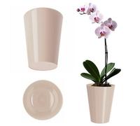 Kadax Orchid Pot, Plastic Flowerpot In Several Colours, Plant Pot In Multiple Sizes, Elegant Pot (Diameter 13Cm, Cream)