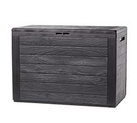 KADAX Outdoor Storage Box 190L, Waterproof Plastic Chest for Storing Garden Tools, Equipment and Cushions, Decorative Container for Outside (Dark Brown)
