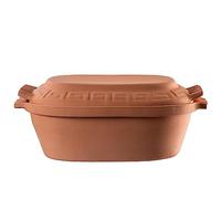 KADAX Oval Clay Roaster, Ceramic Pot with Lid and Side Handles, Steamer Made of Natural Materials, Casserole Dish for Fat-free Cooking, Roasting Pot (6L)