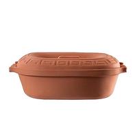 KADAX Oval Clay Roaster, Ceramic Pot with Lid and Side Handles, Steamer Made of Natural Materials, Casserole Dish for Fat-free Cooking, Roasting Pot (5L)