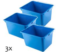 Kadax Paint Bucket, Plastic Paint Scuttle, Metal Handle Rectangular Panting Bucket For Renovations, Repairs (8L, 3 Pieces, Blue)