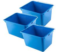 KADAX Paint Bucket, Plastic Paint Scuttle with Metal Handle, Rectangular Panting Bucket for Renovations, Repairs, Repainting, Lightweight Paint Container (8L, Blue, Set of 3)