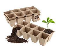 KADAX Peat Pots, 12 x 24 cm, Propagation Pots, Degradable Propagation Pots, Seedlings Propagation Plates, Organic Pot, Growing Pots, Fibre Pots (3, Rectangular)