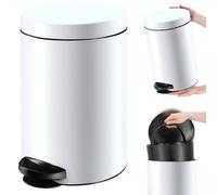 Kadax Pedal Bin, Steel Cosmetic Bin, Round Waste Bin, Elegant Bin For Bathroom And Kitchen, Swing Top Bin (14L, White)