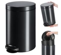 Kadax Pedal Bin, Steel Cosmetic Bin, Round Waste Bin, Elegant Bin For Bathroom And Kitchen, Swing Top Bin (14L, Black)