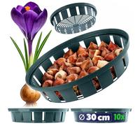 KADAX Plant Basket for Flower Bulbs, Plastic Growing Basket, Propagation Tray for Vegetable Plants, Flower Bulb Basket in 2 Shapes for Spring Flowers (30 cm Round, Set of 10), K8364