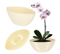KADAX Plant Pot, Plastic Flower Pot in Several Colours, Oval Planter for Bedroom, Living Room, Office, Lightweight Plant Pot, Modern Indoor Planter (21 x 12 cm, Cream)