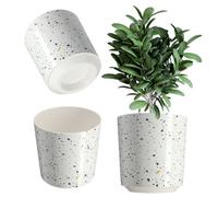 Kadax Plant Pot, Plastic Flower Pot With Decorative Pattern For Large House Plants And Herbs (Diameter 19.5 Cm, Terrazzo)