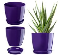 Kadax Plant Pot, Plastic Flowerpot With Matching Tray, Indoor Planter In Several Colours (28 Cm, Light Purple)