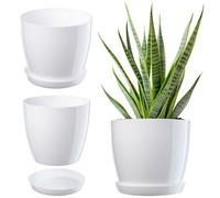 Kadax Plant Pot, Plastic Flowerpot With Matching Tray, Indoor Planter In Several Colours (28 Cm, White)