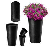 KADAX Plant Pot with Inner Pot, Black, Diameter 30 cm, Height 57.5 cm, Modern Plant Pot with Insert, Flower Pot Made of Robust Plastic for Indoor and Outdoor Use, Ideal for Living Room, Balcony