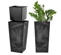 KADAX Plant Pot with Inner Pot, Height 36 cm, Concrete Black - Weatherproof Flower Pot for Indoor and Outdoor Use, Ideal for Garden, Balcony & Patio, for Planting, Decorating and as a Stylish Planter