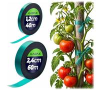 KADAX Plant Ties Set in 2 Sizes - 12mm x 40m & 24mm x 60m - Flexible Tie Tape for Securely Attaching Plants, Plant Tape (Green)