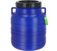 KADAX Plastic Barrel 10L, Large Water Container with Lid, Multifunctional Drum with Wide Opening for Pickle Fermentation and Food Storage (Blue)