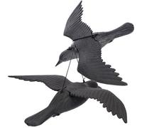 Kadax Plastic Bird Deterrent, Black Flying Raven For Garden, Effective Bird Scarer, Pigeon Repellent, Hanging String (Pack Of 2)