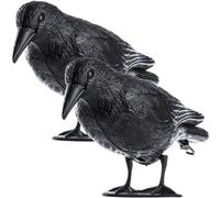 Kadax Plastic Black Raven, 39 X 24 Cm, Pigeon Repellent With Hanging Hook, Garden Bird Scarer With Stand (2 Pieces)