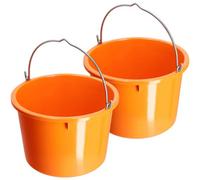 Kadax Plastic Bucket 20L, Large Orange Builders Bucket With Metal Handle (Orange, 2 Pieces)