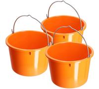 Kadax Plastic Bucket 20L, Large Orange Builders Bucket With Metal Handle (Orange, 3 Pieces)