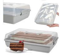 Kadax Plastic Cake Carrier, Transparent Container With Airtight Lid (Grey, 44 X 30 X 12.5 Cm)