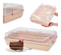 Kadax Plastic Cake Carrier, Transparent Container With Airtight Lid (Pink, 44 X 30 X 12.5 Cm)