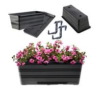 Kadax Plastic Flower Box, Balcony Pot, Weather-Resistant Plant Box, Flower Pot, Railing Box (40 Cm, Charcoal, 2 Handles)