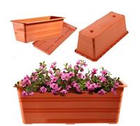 Kadax Plastic Flower Box, Balcony Pot, Weather-Resistant Plant Box, Flower Pot, Railing Box For Growing Flowers (40 Cm, Terra)