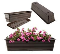 Kadax Plastic Flower Box, Balcony Pot, Weather-Resistant Plant Box, Flower Pot, Railing Box For Growing Flowers (60 Cm, Brown)