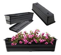 Kadax Plastic Flower Box, Balcony Pot, Weather-Resistant Plant Box, Flower Pot, Railing Box For Growing Flowers (60 Cm, Charcoal)