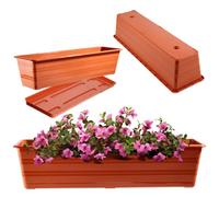 Kadax Plastic Flower Box, Balcony Pot, Weather-Resistant Plant Box, Flower Pot, Railing Box For Growing Flowers (60 Cm Terracotta)