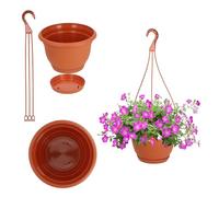 KADAX Plastic Flower Pot Hanging Pot with Hook, Durable Pot for Pelargonia, Fuchsia, Plant Pot, Lightweight Flower Pots, Hanging Flower Pots (Diameter 18cm)