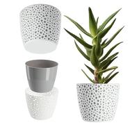 KADAX Plastic Flower Pot, Lightweight Planter with Unique Design for Living Room, Hallway, Bedroom, Indoor Plant Pot for Houseplants (⌀ 17 cm, Grey)