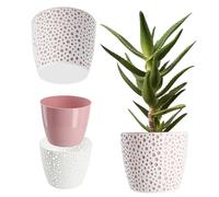 KADAX Plastic Flower Pot, Lightweight Planter with Unique Design for Living Room, Hallway, Bedroom, Indoor Plant Pot for Houseplants (⌀ 11 cm, Pink)