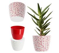 KADAX Plastic Flower Pot, Lightweight Planter with Unique Design for Living Room, Hallway, Bedroom, Indoor Plant Pot for Houseplants (⌀ 15 cm, Red)