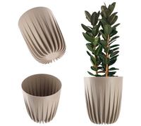 Kadax Plastic Flower Pot, Plant Pot With Geometric Modern Pattern, Round Flower Pot With Insert (Diameter 25 Cm, Latte)