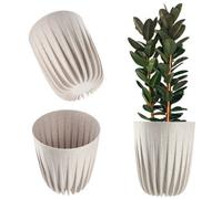 Kadax Plastic Flower Pot, Plant Pot With Geometric Modern Pattern, Round Flower Pot With Insert (Diameter 30 Cm, White)
