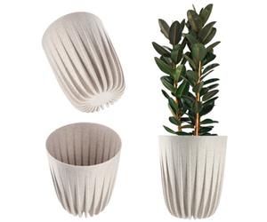 Kadax Plastic Flower Pot, Plant Pot With Geometric Modern Pattern, Round Flower Pot With Insert (Diameter 30 Cm, White)