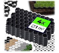 Kadax Plastic Paddock Plates, 60 X 40 Cm 2 Colours Load Capacity Up To 1000T, Lawn Grid,anti-Slip (Black, Rectangular, Pack Of 4)