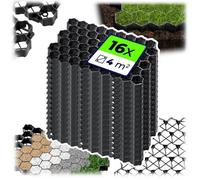 Kadax Plastic Paddock Plates, 60 X 40 Cm 2 Colours Load Capacity Up To 1000T, Lawn Grid,anti-Slip (Black, Rectangular, Pack Of 16)