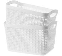 Kadax Plastic Storage Basket, Set Of 2, Basket For Storage, Bathroom, Kitchen, Children's Room (White)